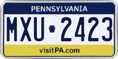 PA license plate MXU2423
