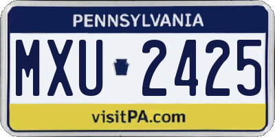 PA license plate MXU2425