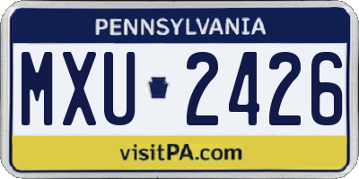 PA license plate MXU2426