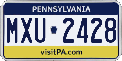 PA license plate MXU2428
