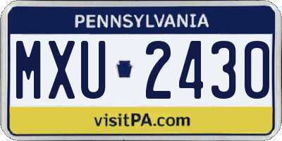 PA license plate MXU2430