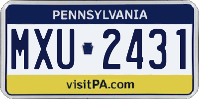 PA license plate MXU2431
