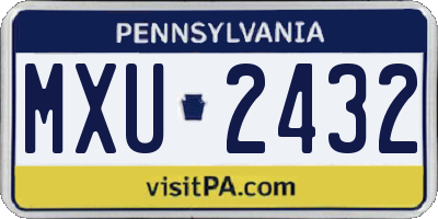 PA license plate MXU2432