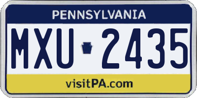 PA license plate MXU2435