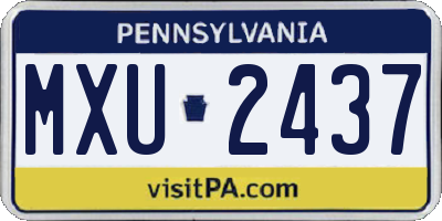 PA license plate MXU2437