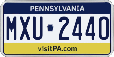 PA license plate MXU2440