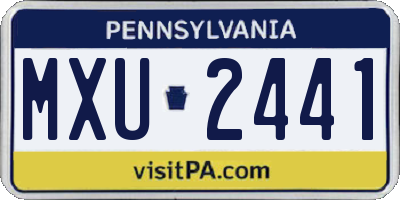 PA license plate MXU2441