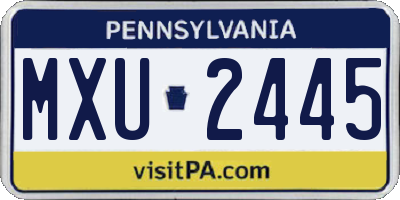 PA license plate MXU2445
