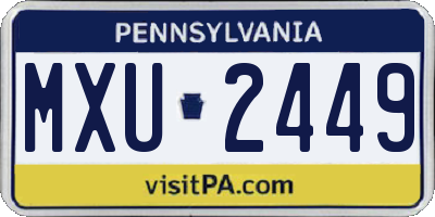 PA license plate MXU2449