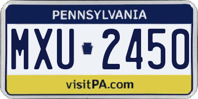 PA license plate MXU2450