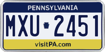 PA license plate MXU2451