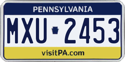 PA license plate MXU2453