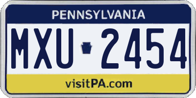 PA license plate MXU2454