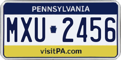 PA license plate MXU2456