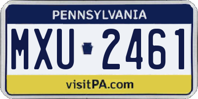 PA license plate MXU2461