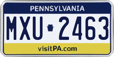 PA license plate MXU2463
