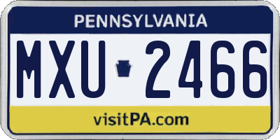 PA license plate MXU2466