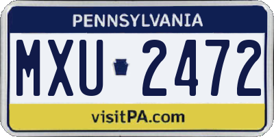 PA license plate MXU2472