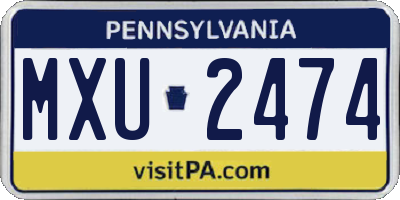PA license plate MXU2474