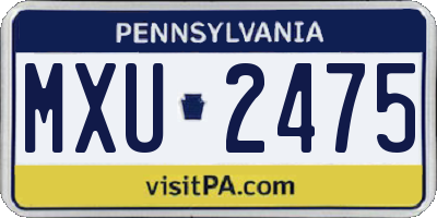 PA license plate MXU2475