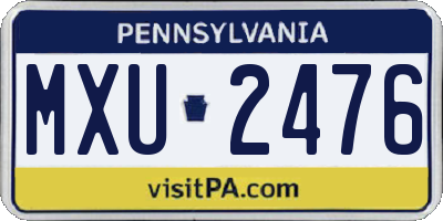 PA license plate MXU2476