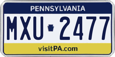 PA license plate MXU2477