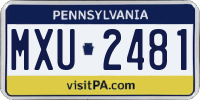 PA license plate MXU2481