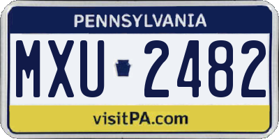 PA license plate MXU2482