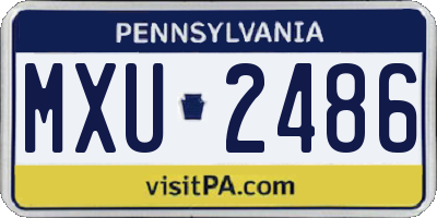 PA license plate MXU2486