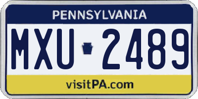 PA license plate MXU2489
