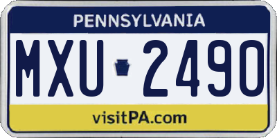 PA license plate MXU2490