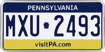 PA license plate MXU2493