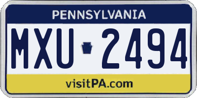 PA license plate MXU2494