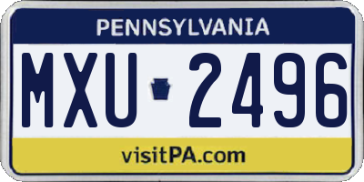 PA license plate MXU2496