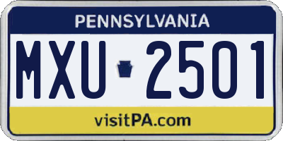 PA license plate MXU2501