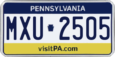 PA license plate MXU2505