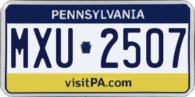 PA license plate MXU2507