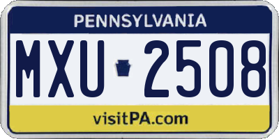 PA license plate MXU2508