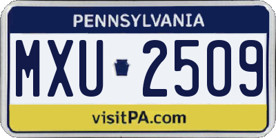 PA license plate MXU2509