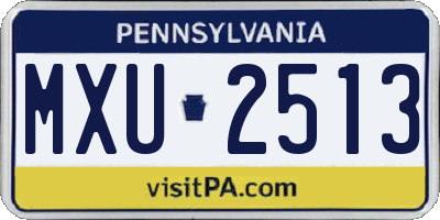 PA license plate MXU2513