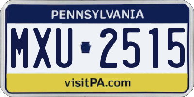 PA license plate MXU2515