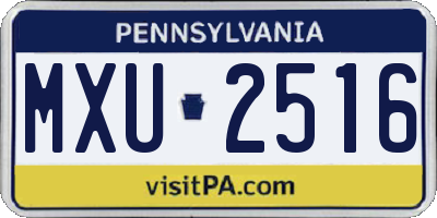 PA license plate MXU2516