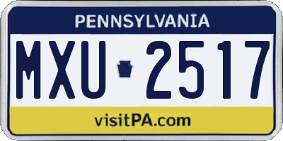 PA license plate MXU2517