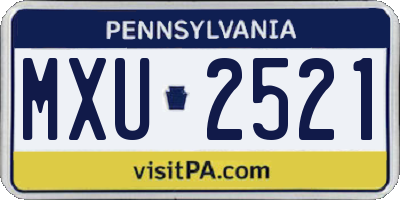 PA license plate MXU2521