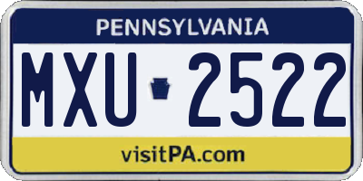 PA license plate MXU2522