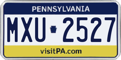 PA license plate MXU2527