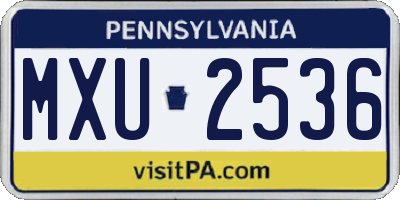PA license plate MXU2536