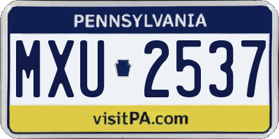 PA license plate MXU2537