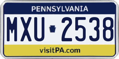 PA license plate MXU2538