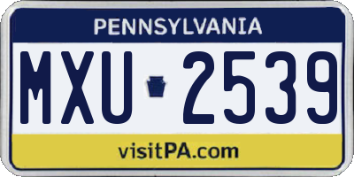 PA license plate MXU2539